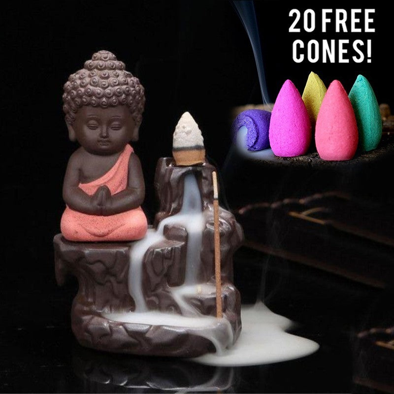 Creative Zisha Little Monk Flowing Water Backflow Incense Burner