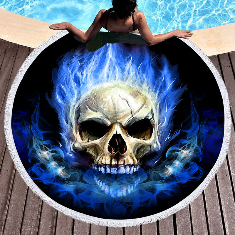 Skull Round Beach Towel