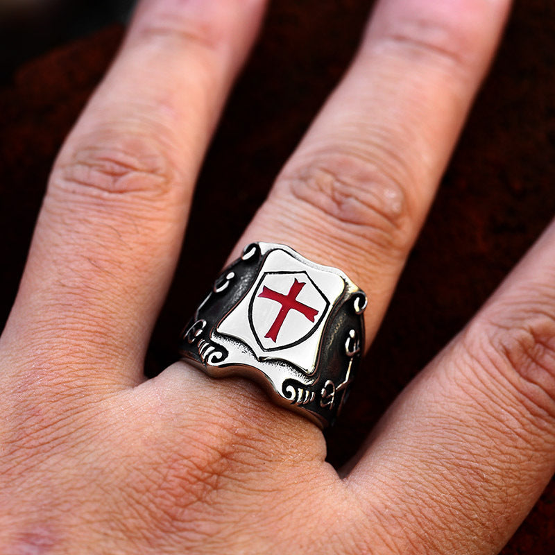 Stainless Steel Shield Cross Ring