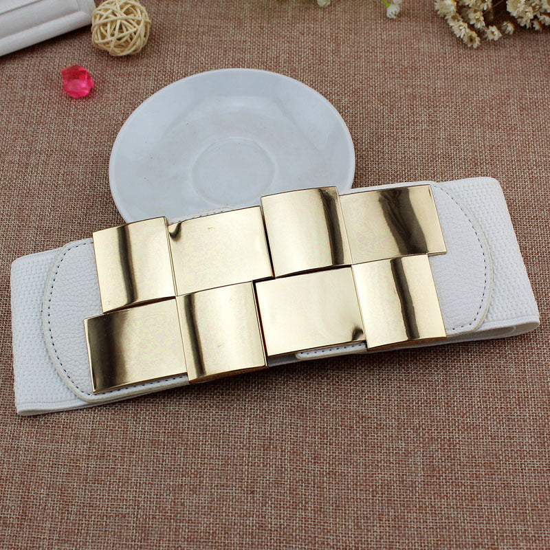 Metal Buckle Elastic Waistband Belt