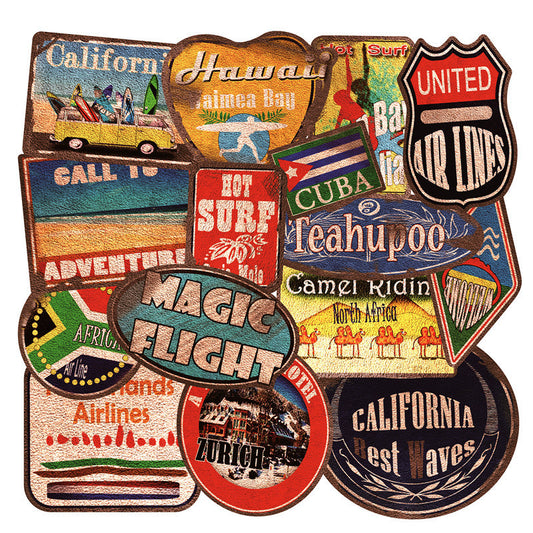 Large Retro Beach Stickers Surfing / Travel