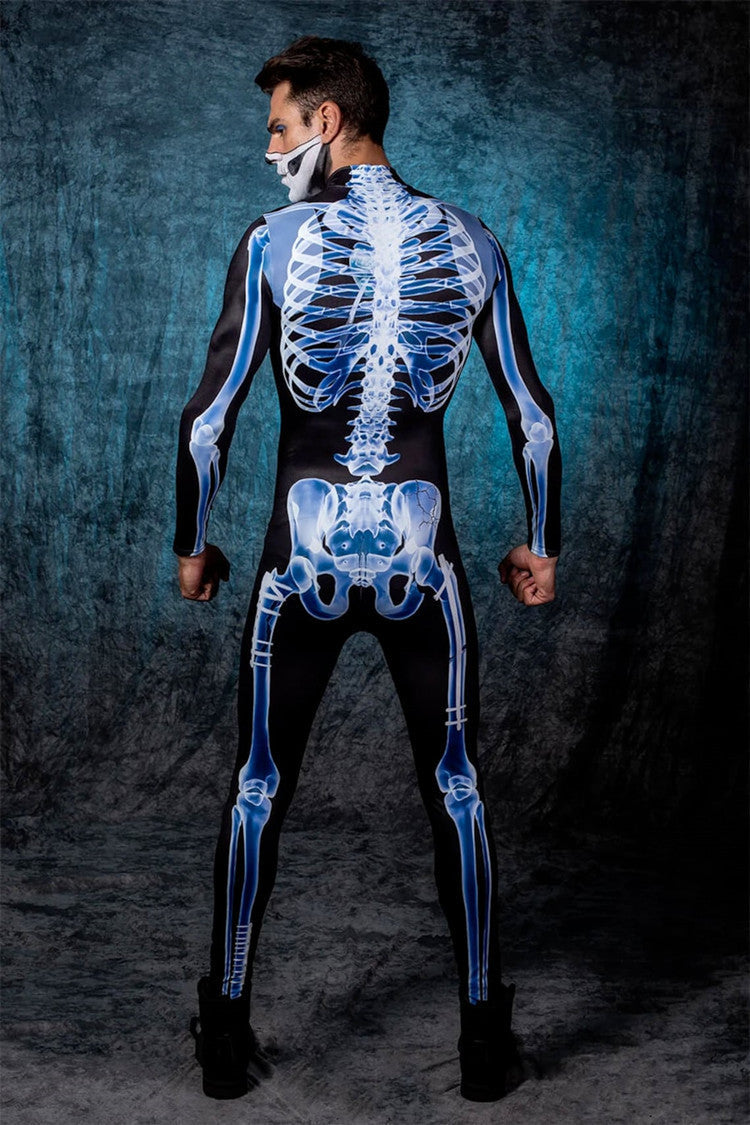 Men's Halloween 3d Horror Skeleton One-piece Suit