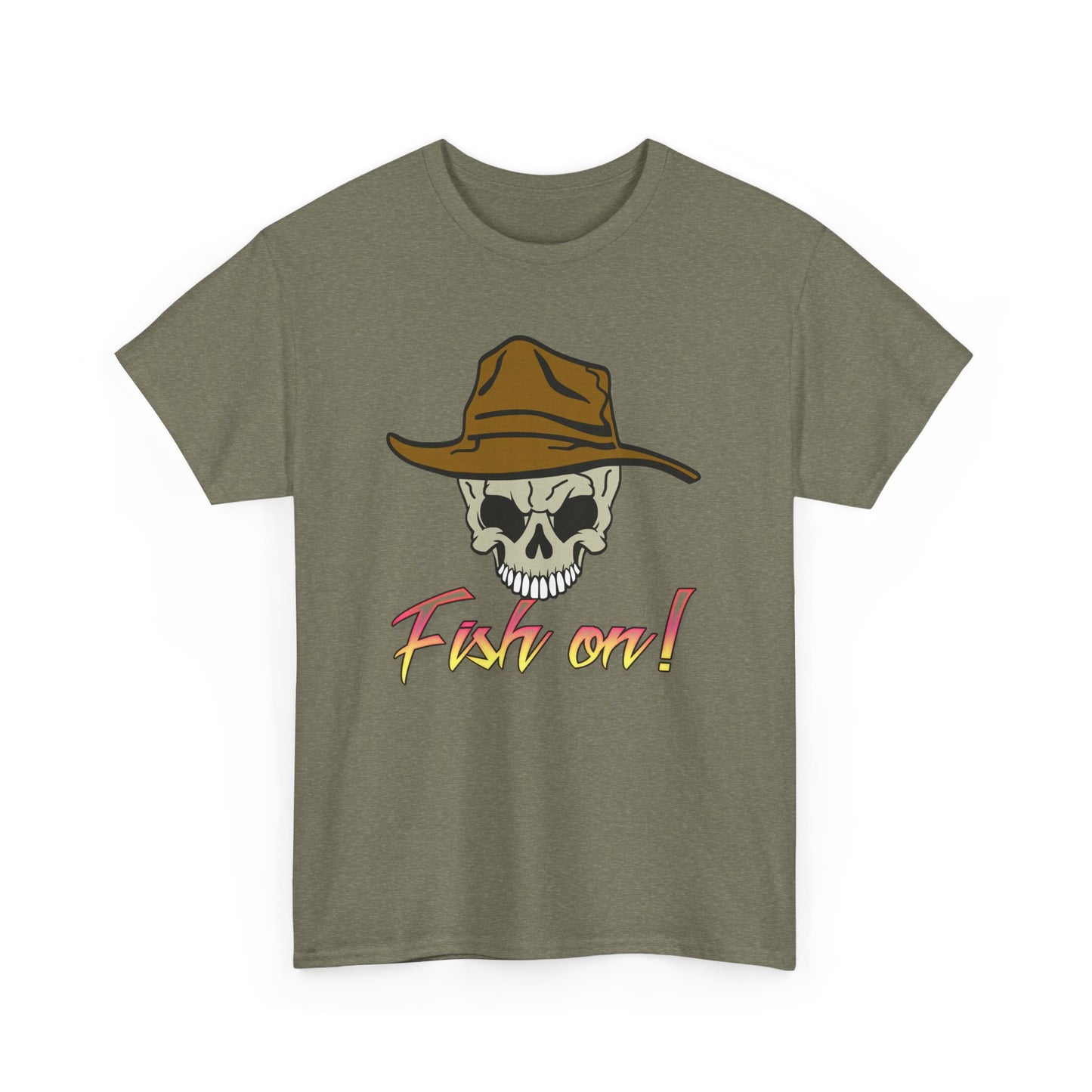 Fish on Skull. Heavy Cotton T-Shirt