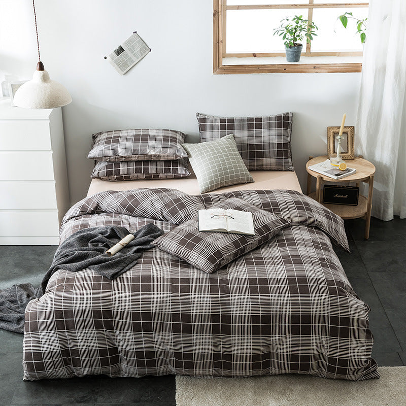 Checkered cotton bedding set