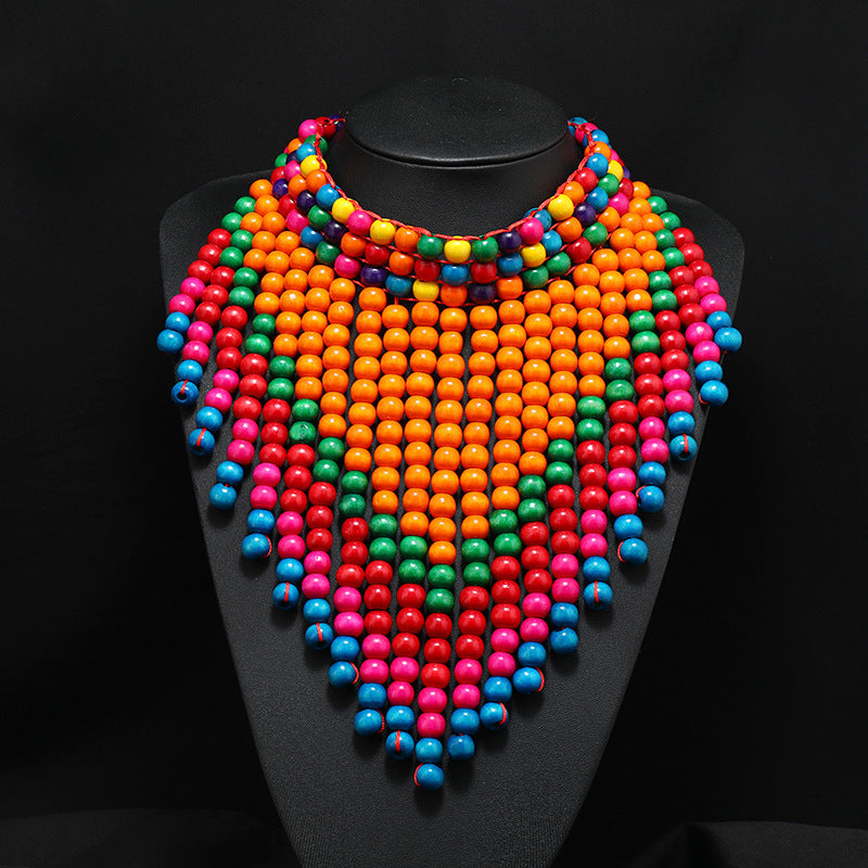 Colorful Wood Bead Necklace