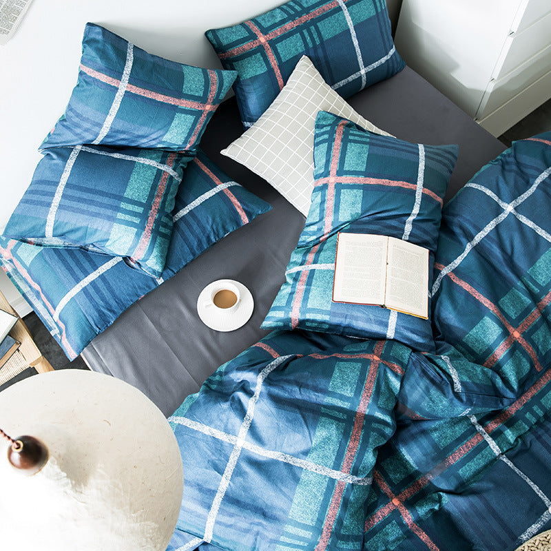 Checkered cotton bedding set