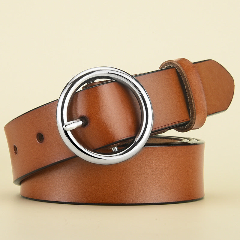 Leather Round Buckle Belt