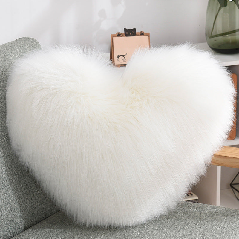 Heart Shape Long Plush Fluffy Pillow Covers