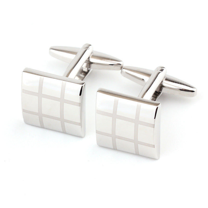 Men's Square Plaid French Cufflinks