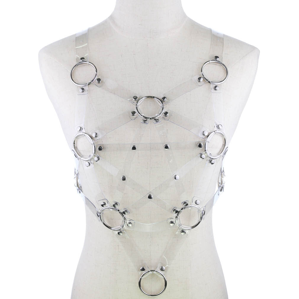 Pentagram leather body harness