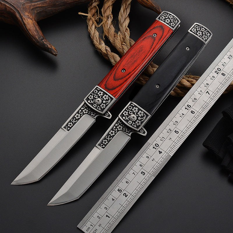 Wooden Handle Stainless Steel Folding Knife