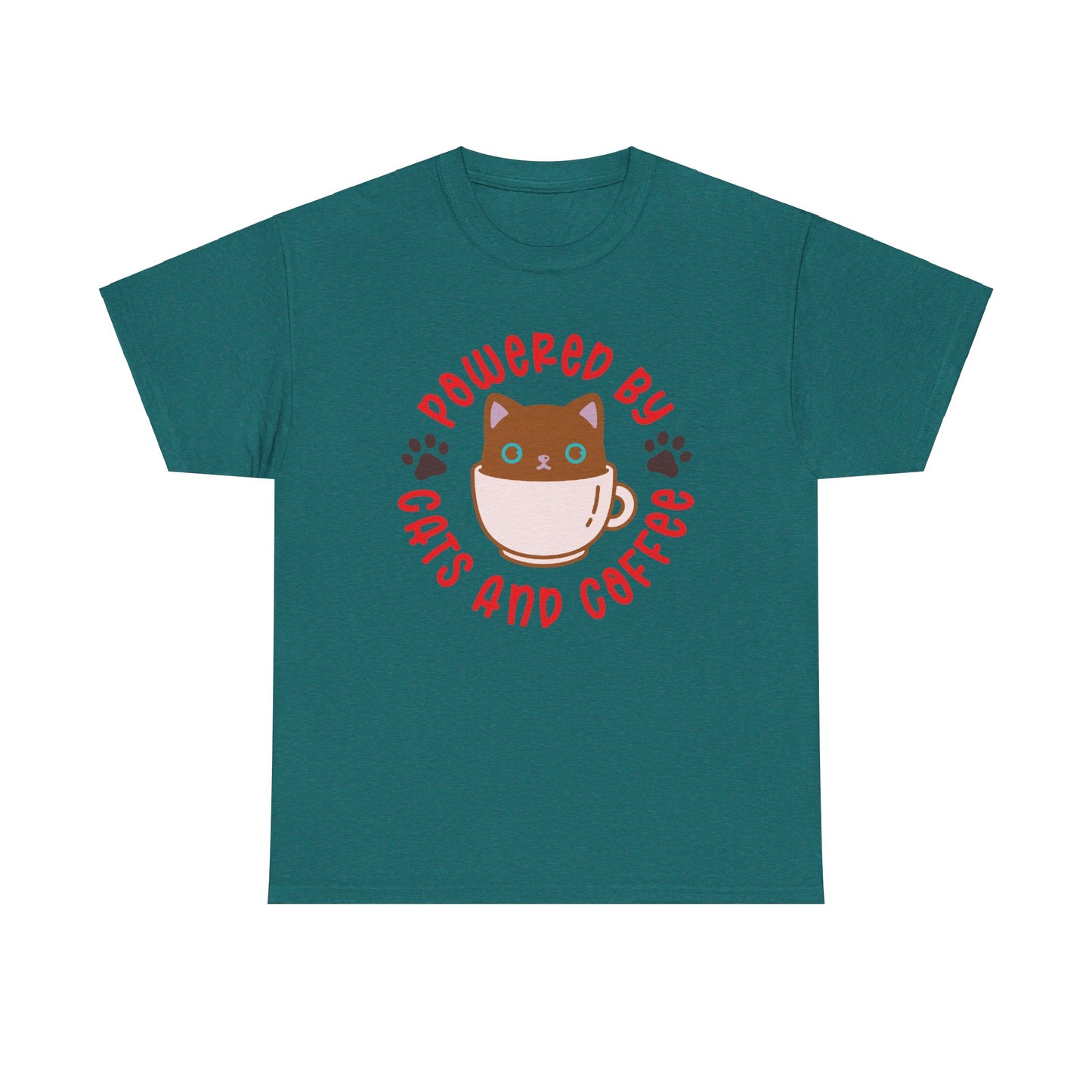 Powered by Cats and Coffee. Heavy Cotton T-Shirt