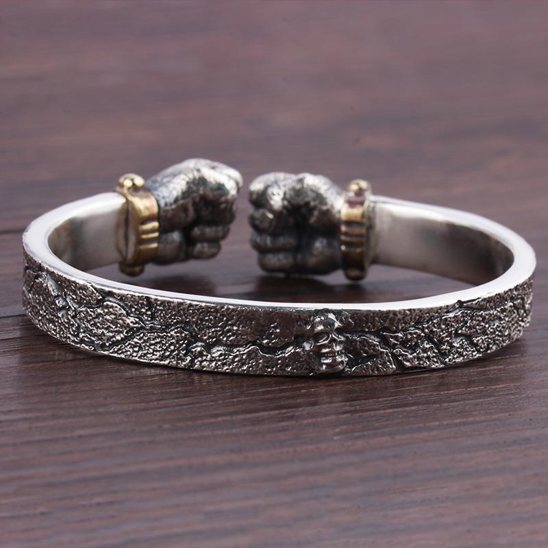 Fist Bump Power Silver Bracelet