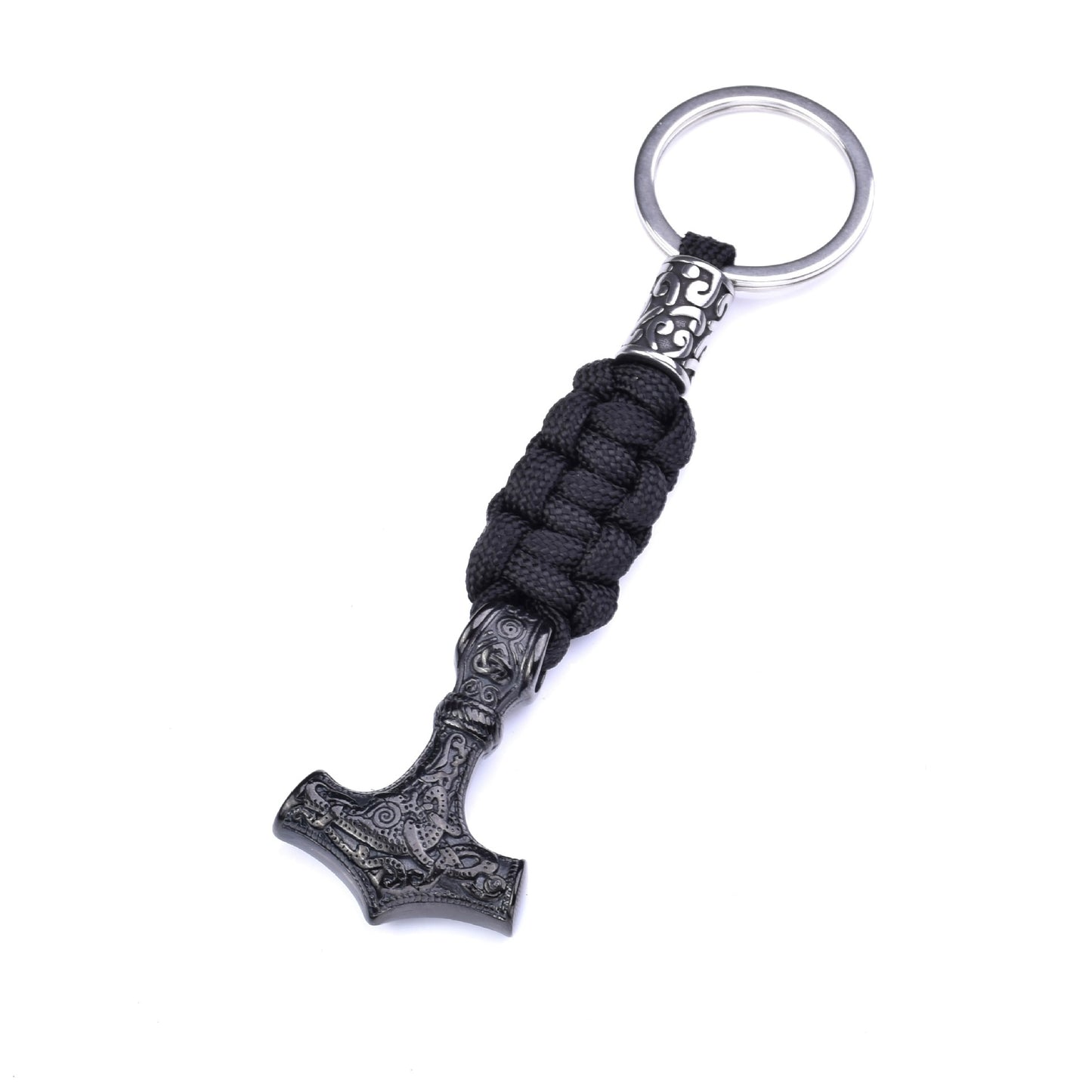 Thors Hammer Woven Rope Keychain