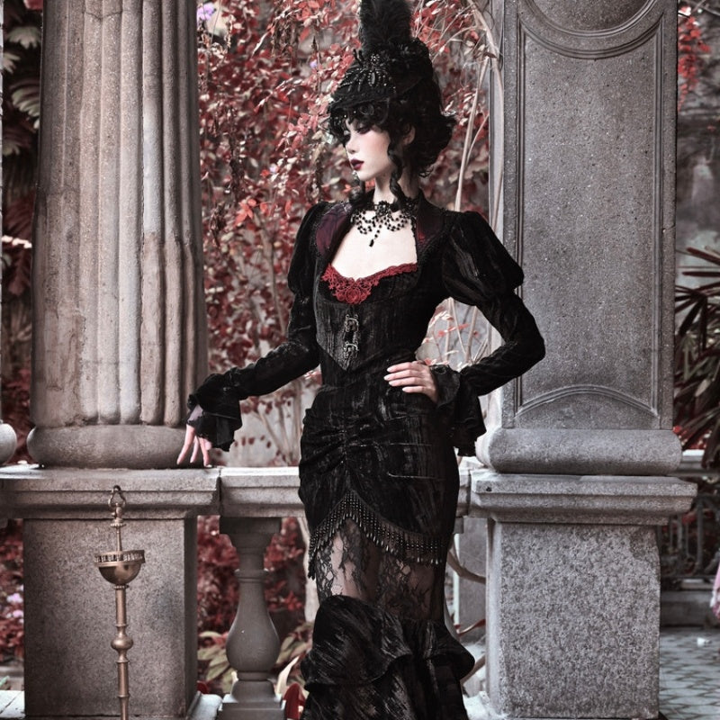 Gothic Velvet Cobweb Court Rococo Coat