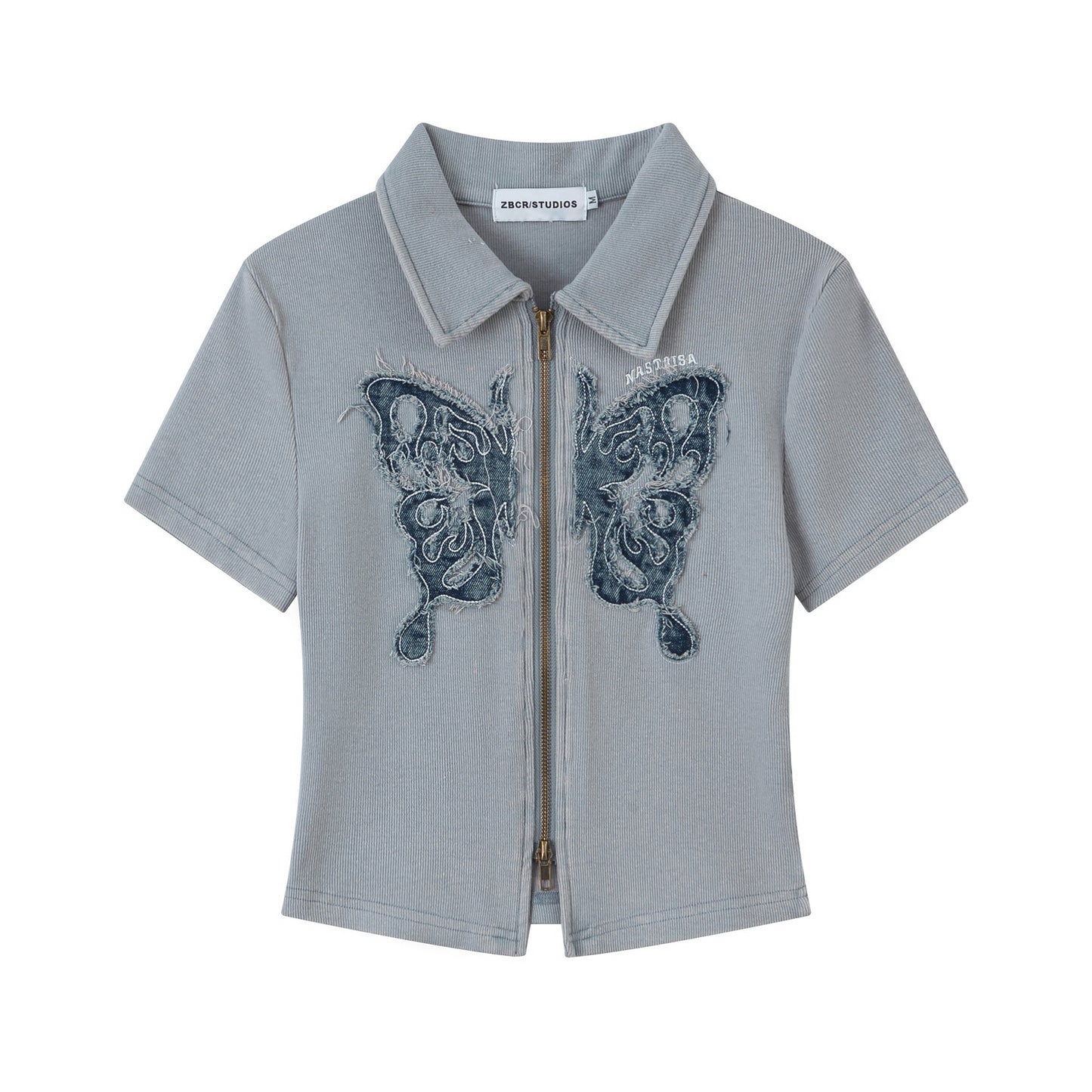 Embroidered Cardigan Short Sleeve T-shirt