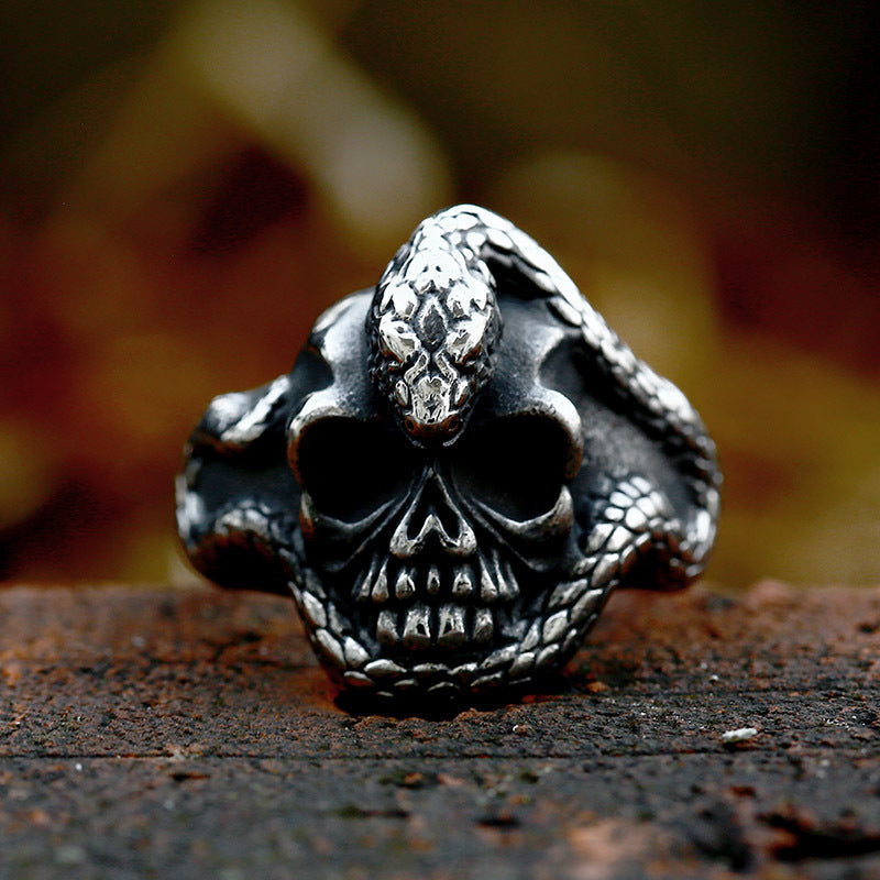 Python Skull Titanium Steel Ring