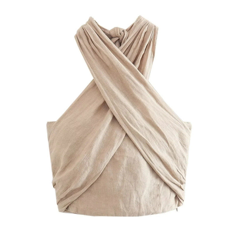 Fashion Halter Linen Vest Top