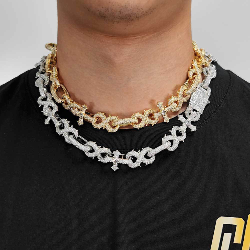 Men's Necklace 8-character Thorn Cross Cuban Link Chain