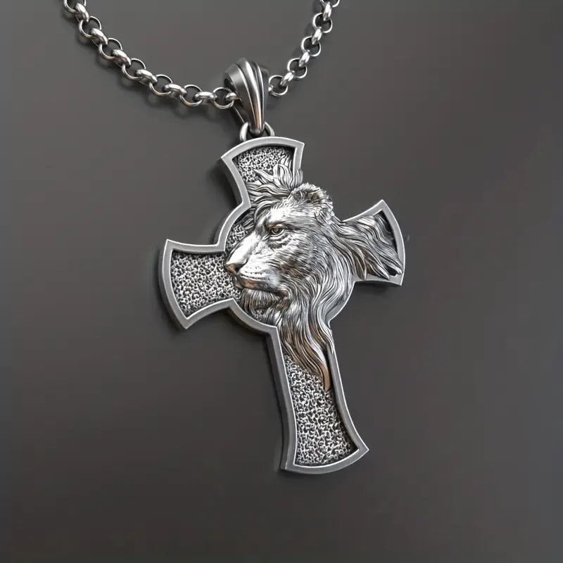 Lions Head Cross Necklace.