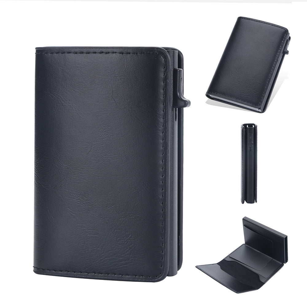 Crazy Horse Leather Anti-degaussing Card Clamp Wallet