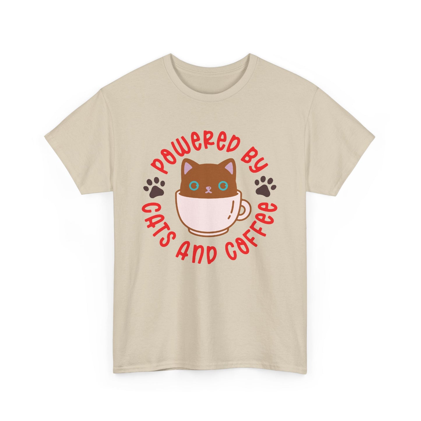 Powered by Cats and Coffee. Heavy Cotton T-Shirt