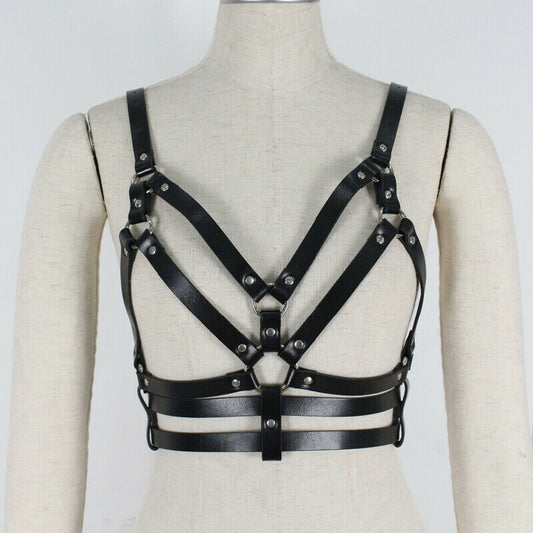 Leather Bra with Body Chains