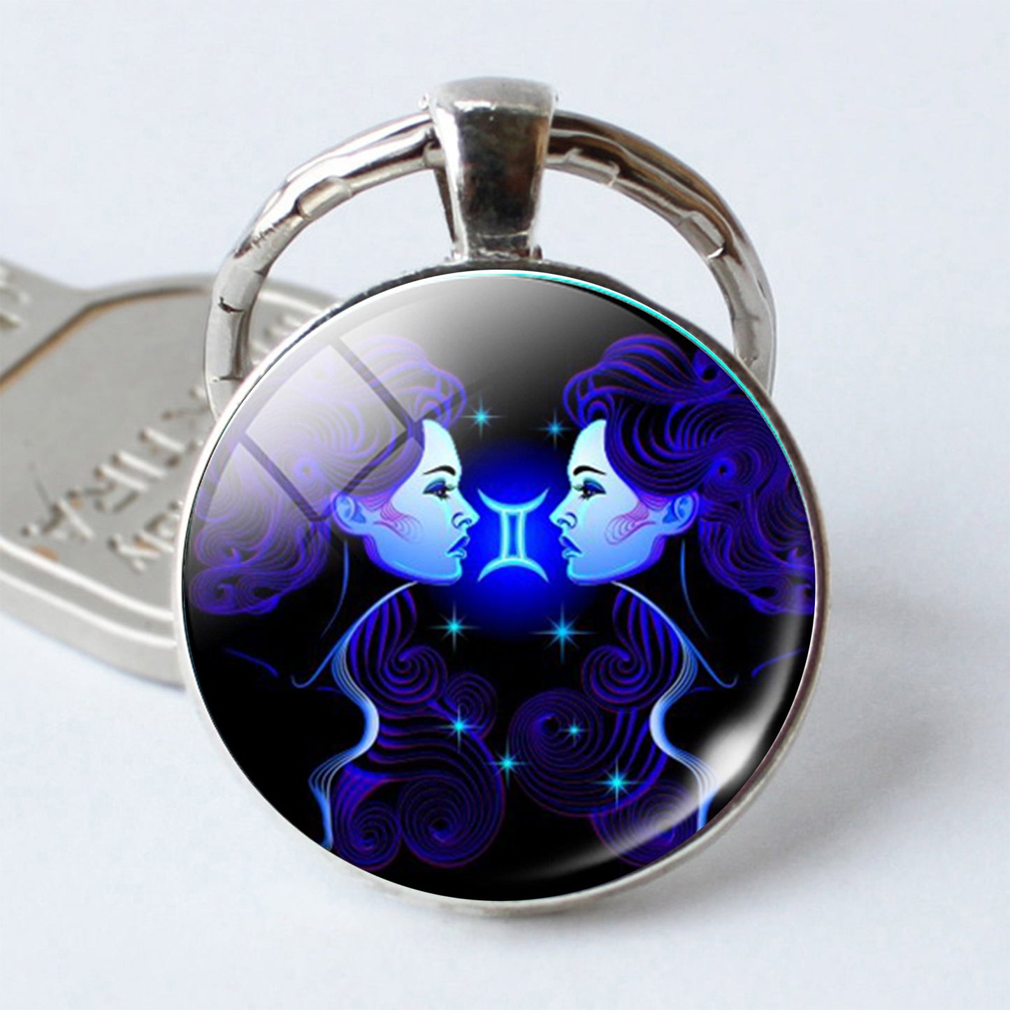 Twelve Constellation Time Stone Metal Keychains