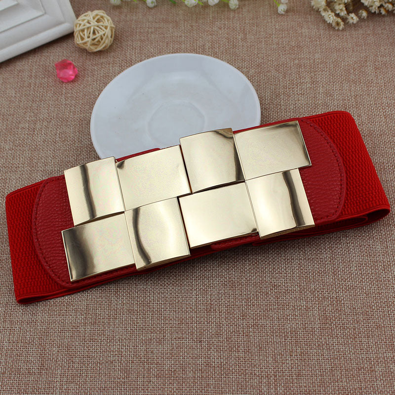 Metal Buckle Elastic Waistband Belt