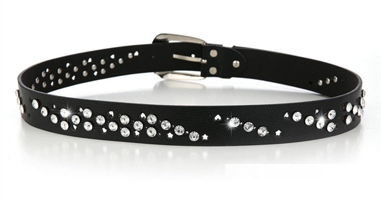 Women's Fashionable Belt With Diamond Decoration