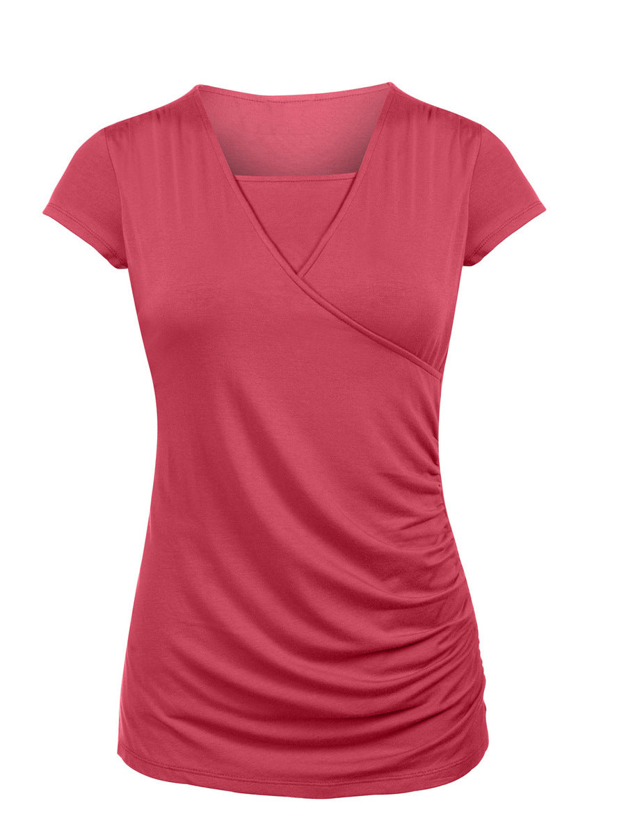 Round Neck Short Sleeve Slim Fit Maternity Top