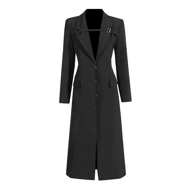 Commute Buckle Design Long Suit Jacket