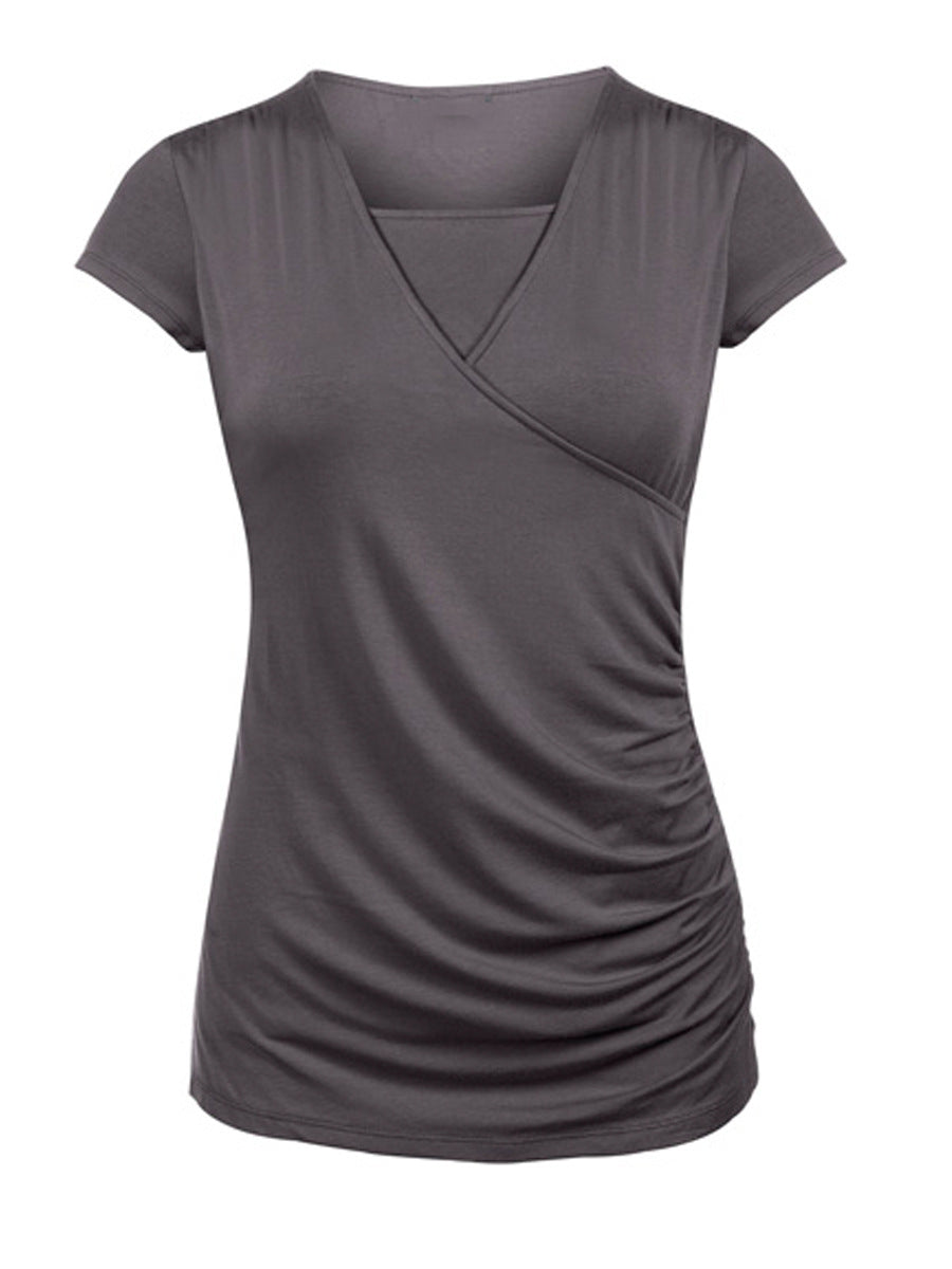 Round Neck Short Sleeve Slim Fit Maternity Top