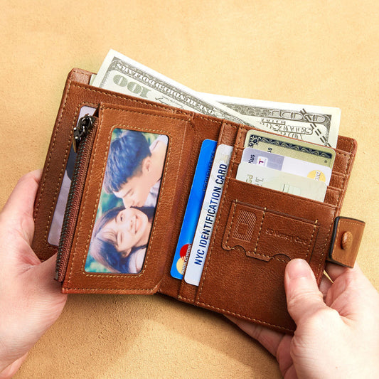 Men's Leather Three Fold Multi Card Space Wallet