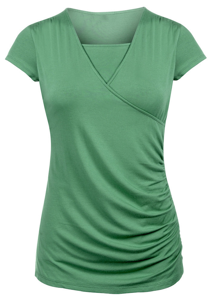 Round Neck Short Sleeve Slim Fit Maternity Top