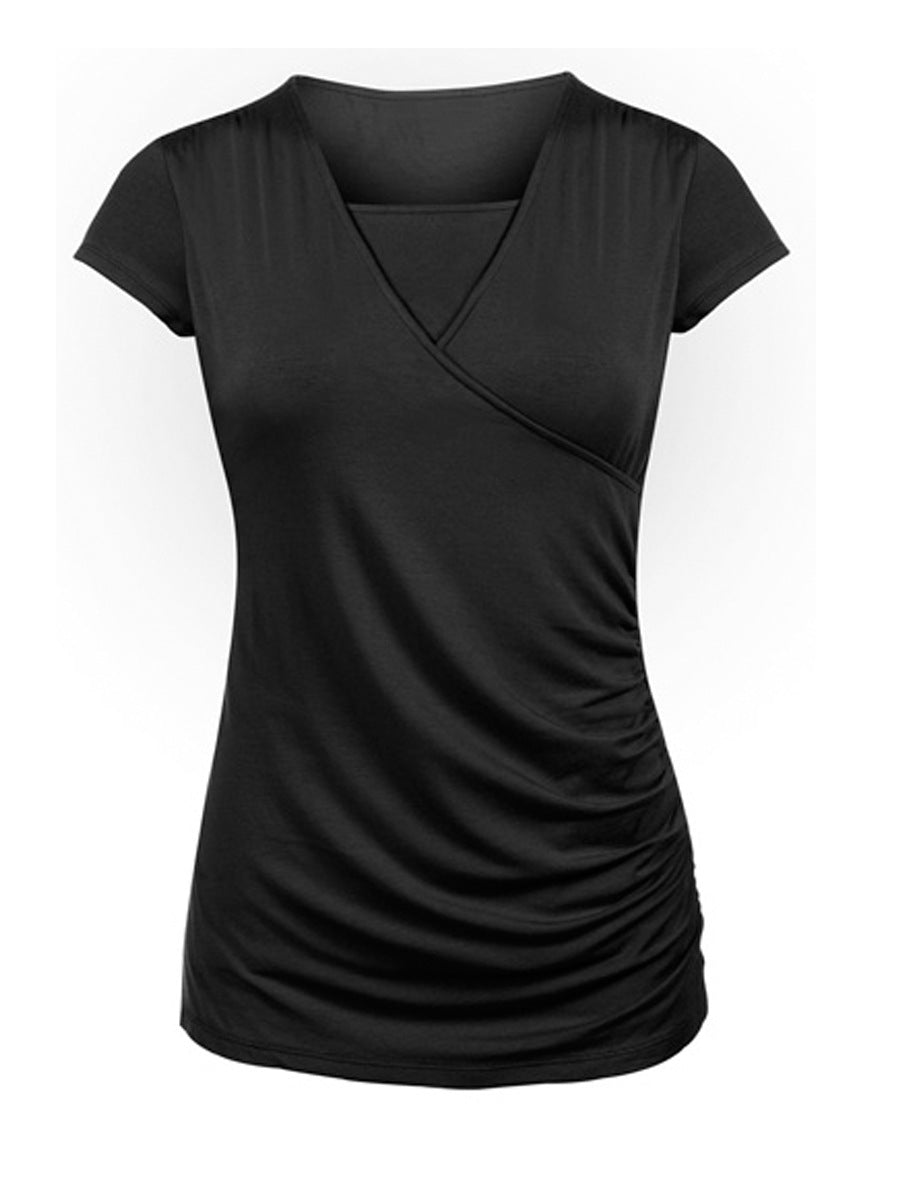 Round Neck Short Sleeve Slim Fit Maternity Top