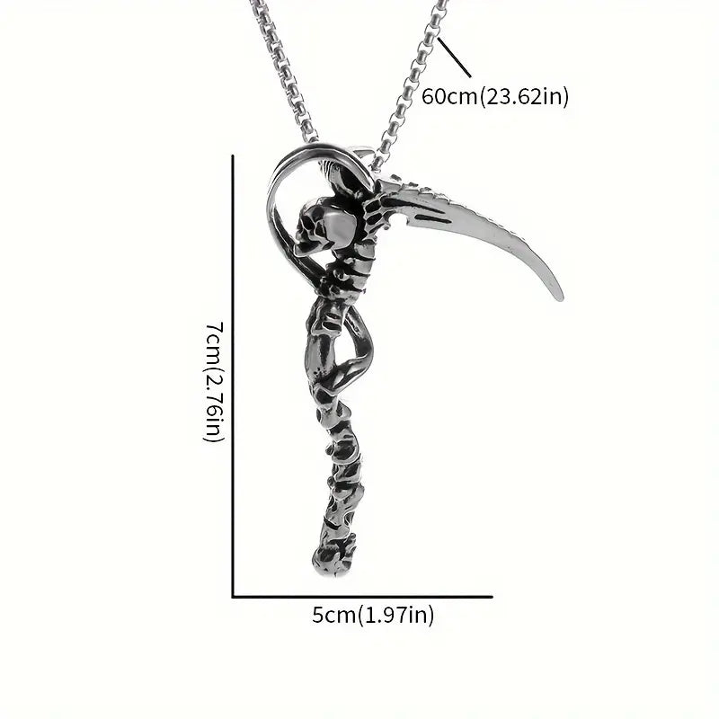 Reaper Skull Sickle Necklace.