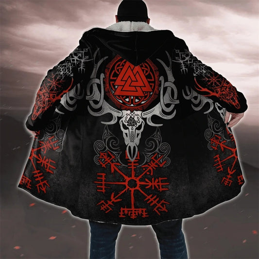 Men's Viking Wool Fleece Hooded Cape