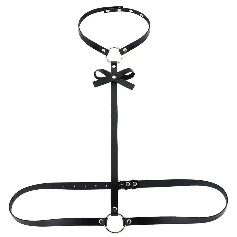 Sexy Ladies Bow Belt Choker One Strap Punk  Harness