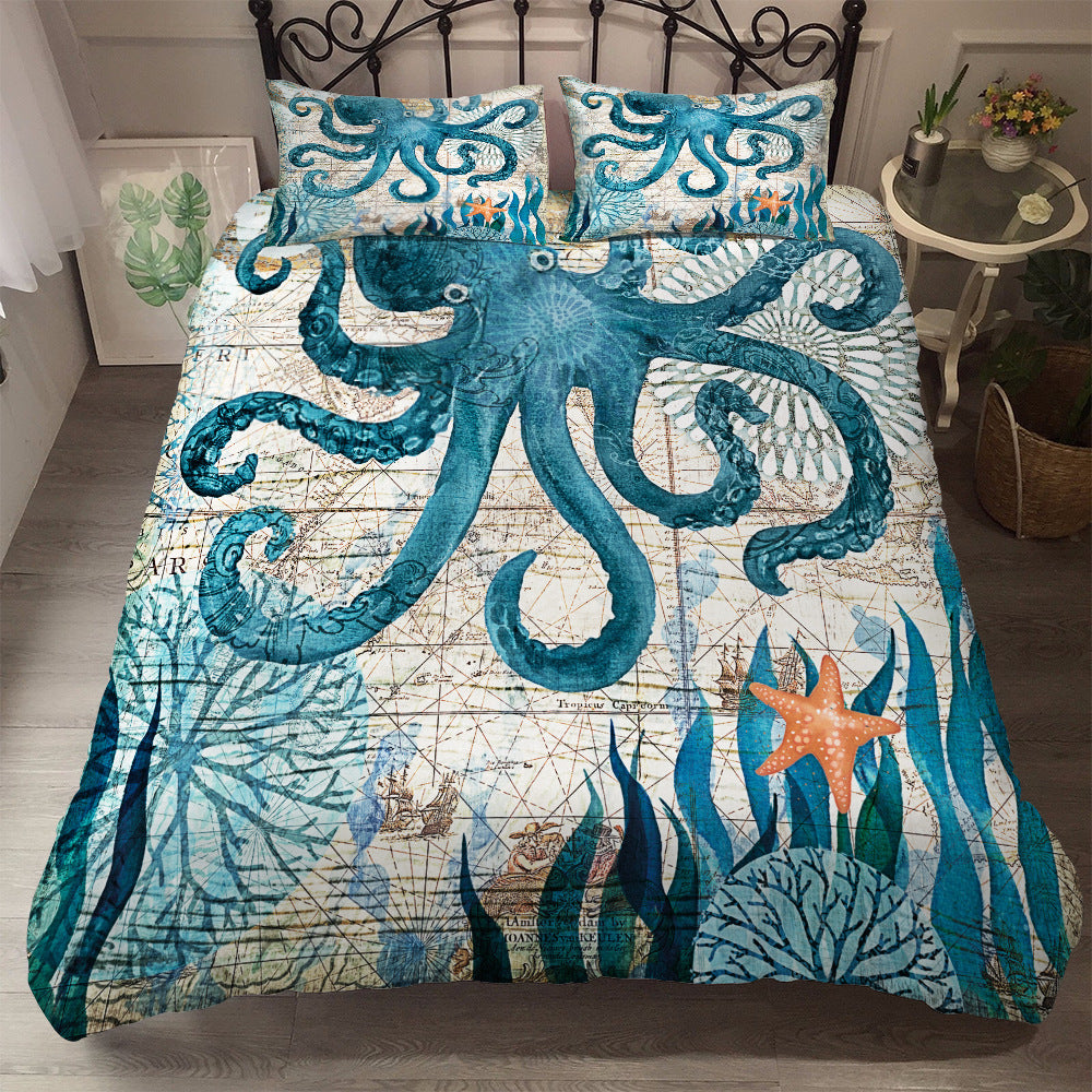 Three piece marine animal bedding set