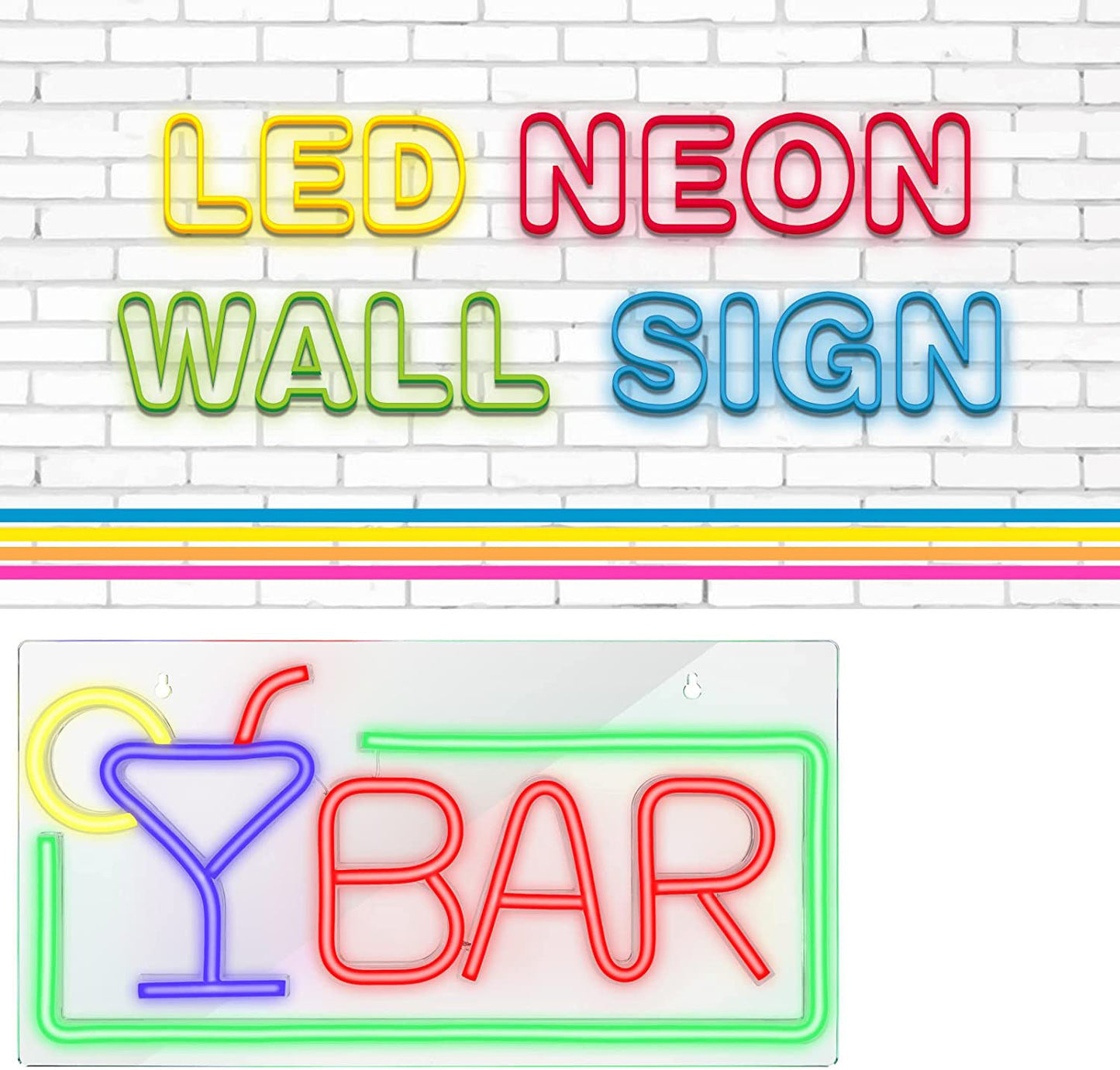 Brightly Colored Neon Bar Lights