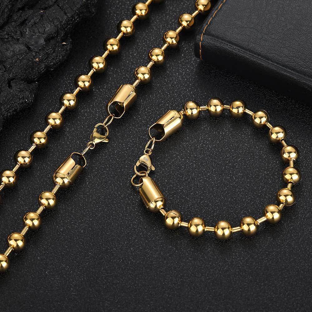 8mm Lobster Buckle Stainless Steel Ball Bead Chain Necklace