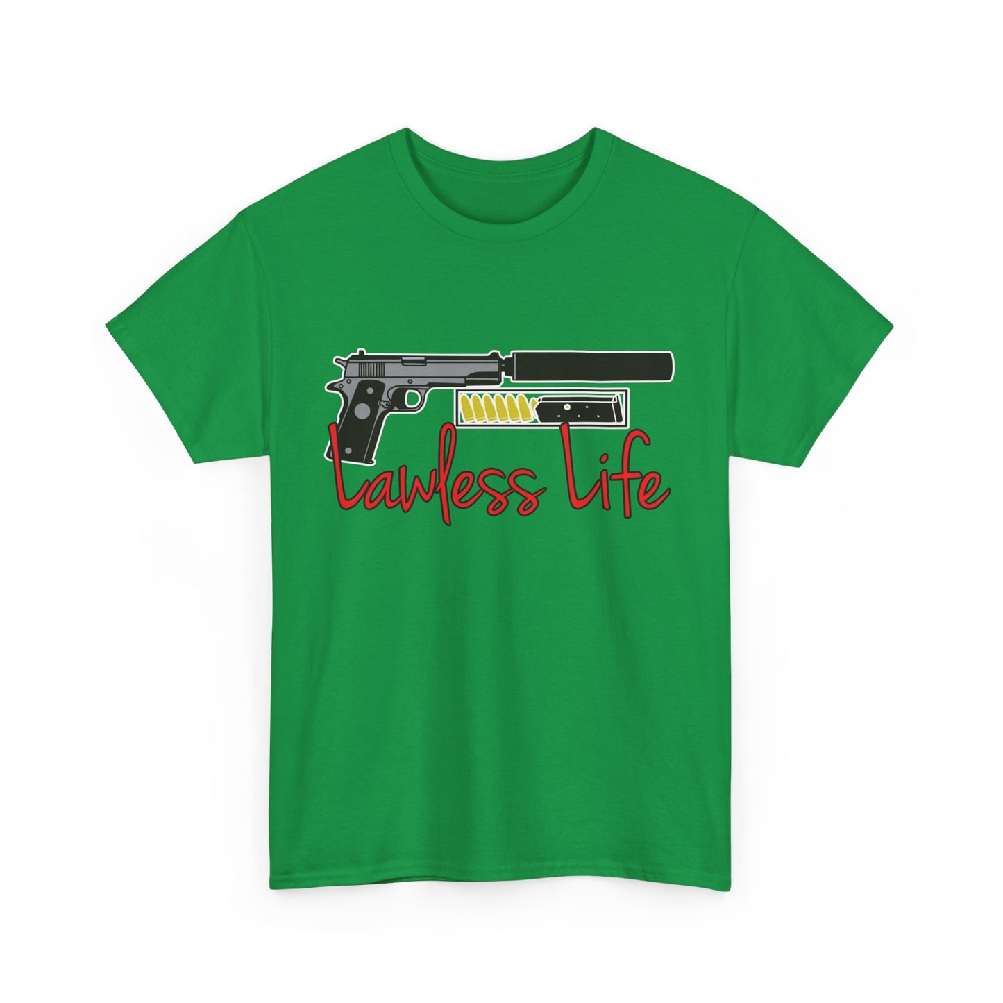 Lawless Life Silencer Pistol. Heavy Cotton T-Shirt