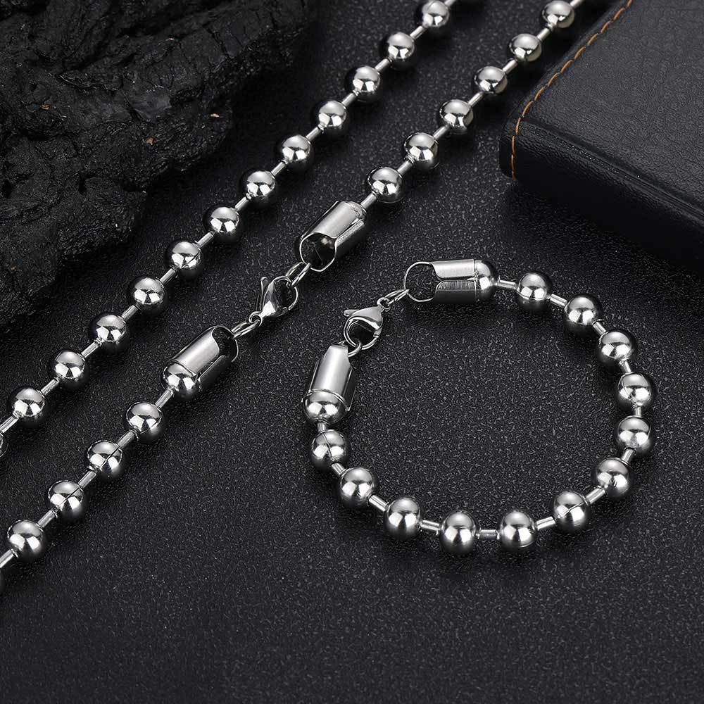 8mm Lobster Buckle Stainless Steel Ball Bead Chain Necklace