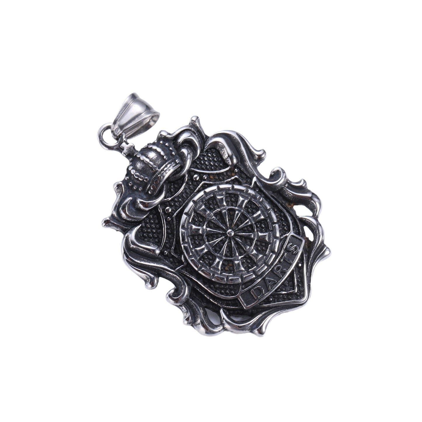 Stainless Steel Crown Darts Pendant Necklace