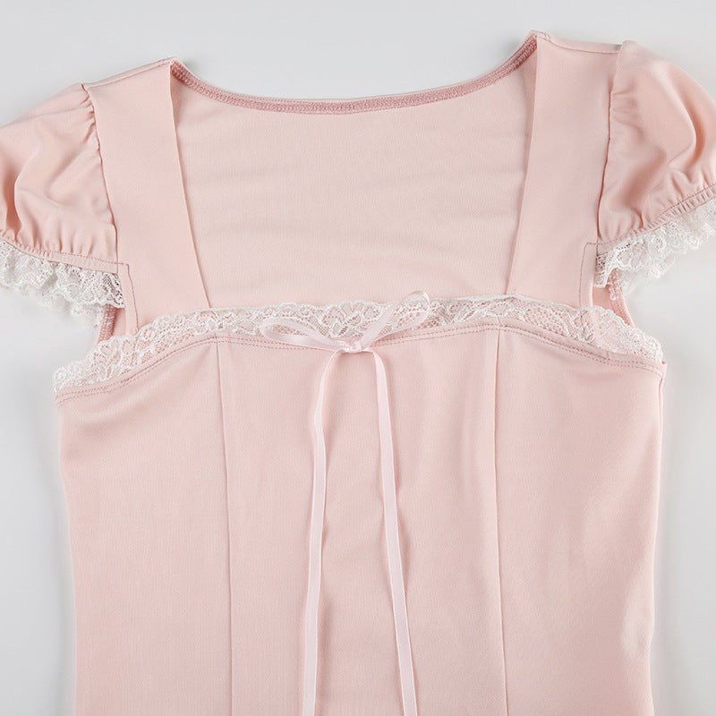 Pure Desire Atmosphere Lace Bow T-shirt