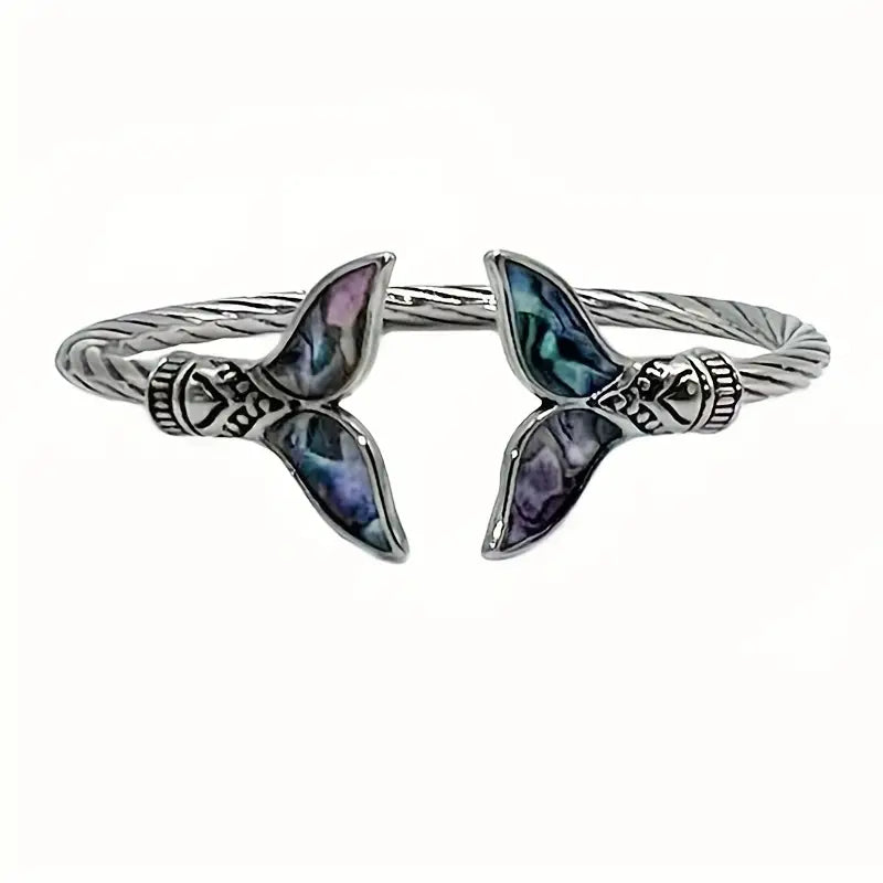 Abalone Shell Mermaid Tail Bangle Bracelet