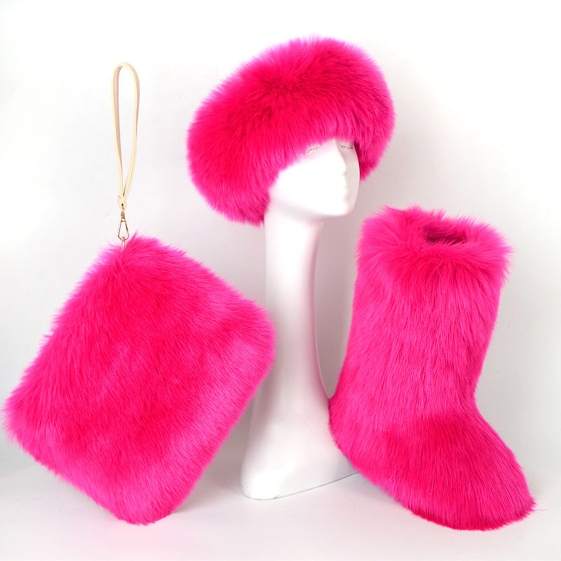 Fur Plus Size Imitation Fox Fur Three-piece Set