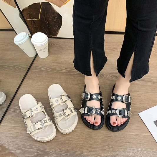 Fashion Trendy Plus Size Rivet Sandals