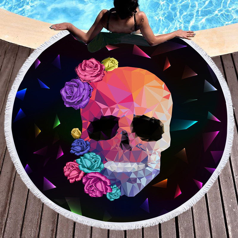 Skull Round Beach Towel